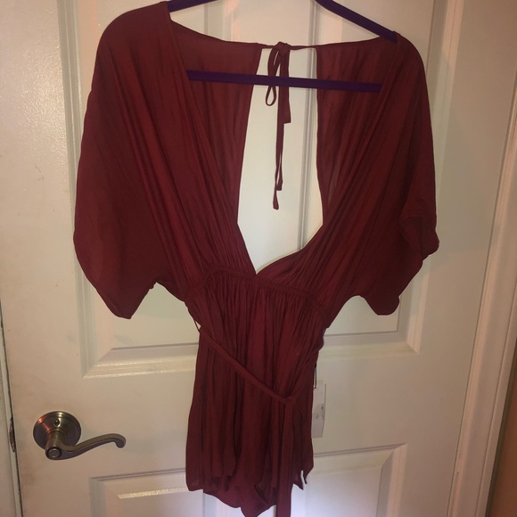 burgundy swim cover up